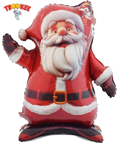 trookee - Papa Noel Grande - Decoracion Navidad - Globo Papa Noel Metalizado de 100 cm - Hinchable Navideño - Santa Claus Balloon - Adornos Navidad - Globos de Poliamida Navideños - Christmas Gifts