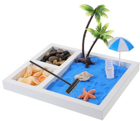 JOINPAYA 1ensemble De Plage Sableuse pour Décoration De Bureau Et Maison Jardin Zen Sable avec Accessoires Artisanaux Et Tranquillité Espace De Travail