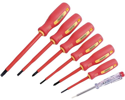 AMK® Draper Fully Insulated Screwdriver Set 7 Piece VDE Approved Up to 1000V AC Electrical Safety Tested
