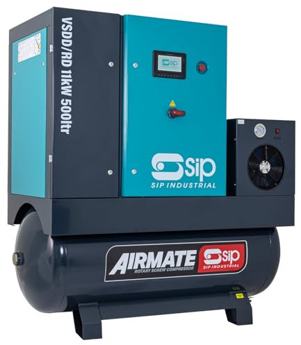 SIP VSDD/RD Rotary Screw Air Compressor, Direct Drive with Dryer, 400V 500L 15hp / 11kW 145psi / 10 Bar 50CFM 62dB