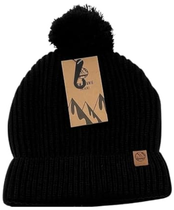 Six Peaks Unisex Pom Beanie, Soft Acrylic Winter Hat with Pom for Men and Women, Warm, Stretchable Design for Outdoor Activities, Black, One Size