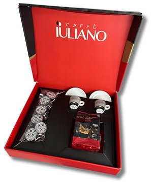 Caffè Iuliano, Confezione Regalo con 2 Tazze, 15 Capsule compatibili con Macchine Nescafè* Dolce Gusto*, 2 DolceGusto* Pistacchio, 2 Ginseng Amaro, 2 Caramello, 2 Nocciola