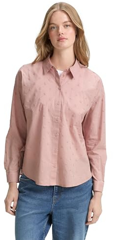 Tom Tailor Denim Damen Bluse im Pünktchen-Muster