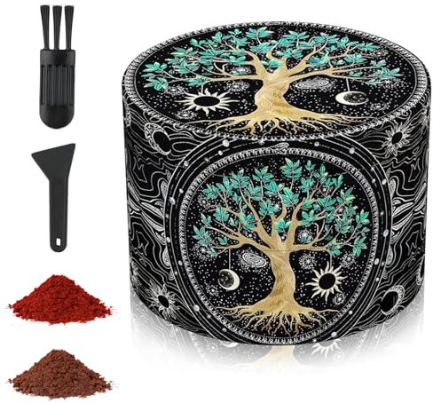 LHOEST Grinder 50MM Crusher 24 Grinding Teeth Metal Grinder Tree Design Cool 4 Layers Grinders Metal Crusher for Spice Mill with Scraper and Plastic Brush