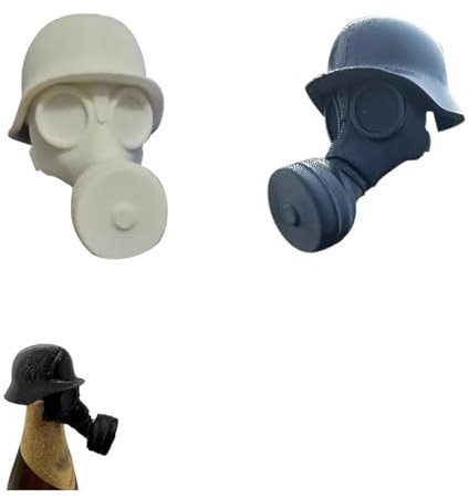 Bierflaschen Helm/Stahlhelm Gasmaske Bierflaschendeckel/Weinflasche Deko Doktorhut Form,Beer Bottle Cap, Bierflaschenverschlüsse Flaschenverschlüsse Bierflasche (Black+White)