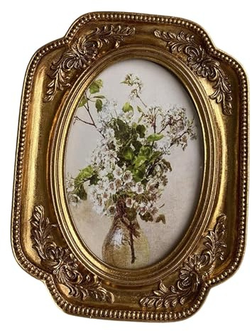FytStycale Vintage-Bilderrahmen, Fotohalter, Bildergalerie-Kunst, Fotorahmen für Desktop-Schlafzimmer, Gold