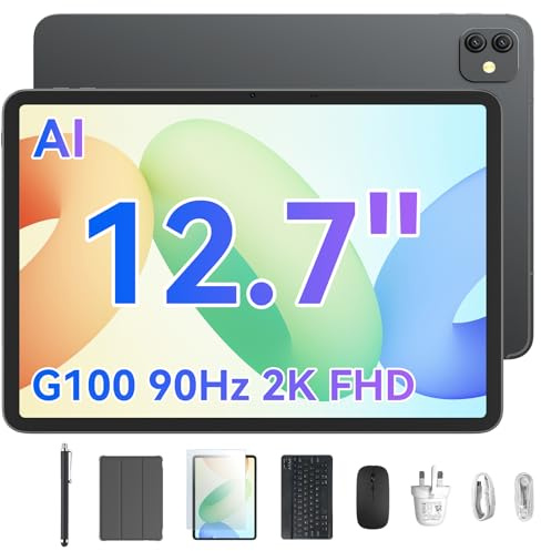 Blackview LINK8 12+ inch Large Screen Tablets Android 15 12.7 Helio G100 Gaming Tablet with Keyboard and Pen,36GB+ 256GB, 90 Hz 2K+ FHD+ IPS Display, 3 AI Cameras, Widevine L1, 5G WiFi,GPS