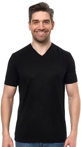 Merino.tech 100% Merino Wolle Tshirt Herren - Merino Shirt Herren Kurzarm | Schnelltrocknend, Atmungsaktive Merinowolle Funktionsshirt Herren, Rundhals, Henley, V-Ausschnitt, für Sports & Outdoor