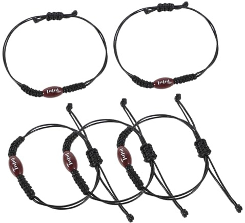 CORHAD 5 Stück-pack Verstellbare Rugbyball Armbänder aus Polyestergewebe Seilarmbänder für Damen und Rugby Fans Sportliches Fan Accessoire für Alltag und Sport