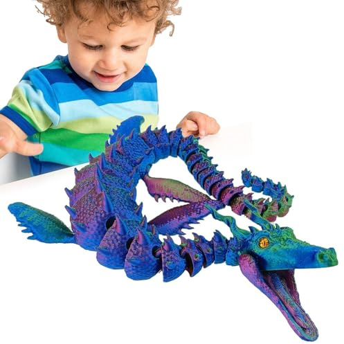 Dragon 3D Printed - Large 3d Printed Dragons With Flexible Joints, Articulated 3 D Printeds Dragon Toys For Kids And Adults For Christmas, Easter, Teens Collectors Birthdays, Fun Desk Décor