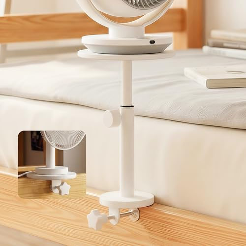 Wealone Adjustable Fan Holder for Dorm Room, Wooden Height-Adjustable Clip Fan Stand for Woozoo Fan with 360° Rotating Disc, Bunk Bed Fan Holder for Dorm, Bedroom, Small Space, College Dorm Essentials