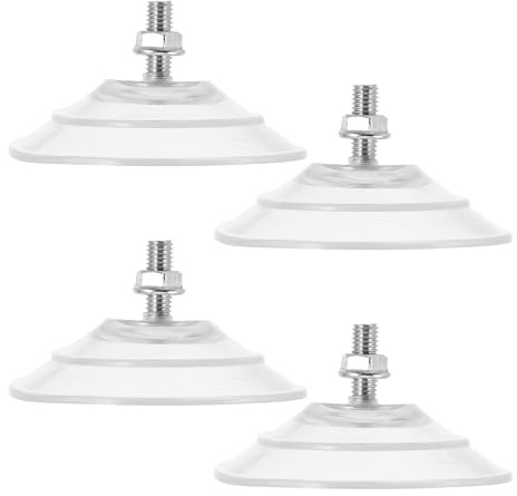 SUPVOX Lot de 4 Crochets à Ventouse Filetée Transparents 8,5 Cm en Pvc avec Écrous à Vis M8 – Supports Puissants pour Fixation sur Verre et Carrelage – Rangement la Cuisine Salle de Bain