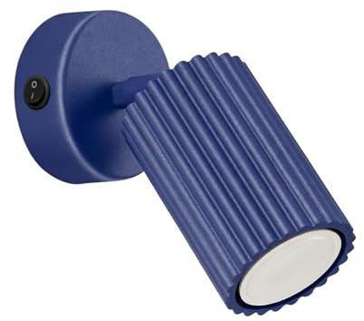 SOLLUX lighting Wandleuchte innen LED mit Schalter ultramarin, Karbon | Wandlampe für Flur, Schlafzimmer und Wohnbereich, geriffelte Struktur