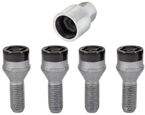 McGard 27178 Chrome Bolt Style Cone Seat Wheel Locks (M12 x 1.5 Thread Size) Set of 4, Black