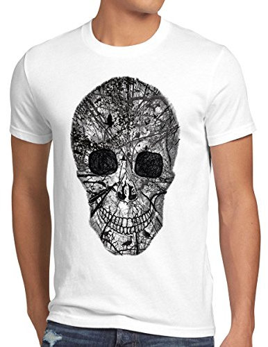 style3 Nature Skull T-Shirt Herren Totenkopf, Größe:L;Farbe:Weiß
