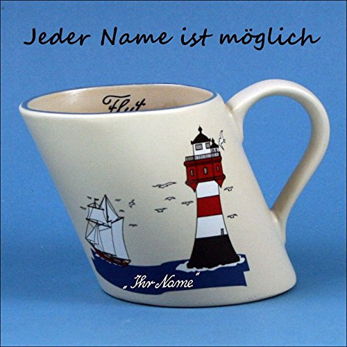 Schiefer Namensbecher mit Segler und Leuchtturm