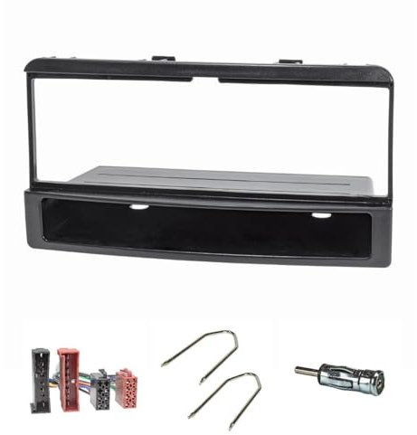 tomzz Audio 2415-026 Radioblende Set kompatibel mit Ford Focus Fiesta Escort Cougar Puma Mondeo Transit mit Ablagefach Radioadapter ISO Antennenadapter ISO DIN Entriegelungsbügel