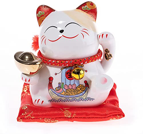 lachineuse - Spardose Maneki Neko - Holen Sie Sich das Glück nach Hause - Japanische Katzenfigur - Glück, Wohlstand, Glück - Porzellan - Mehrfarbig - 11x10x8 cm - Dekorative Geschenkidee Japan Asien