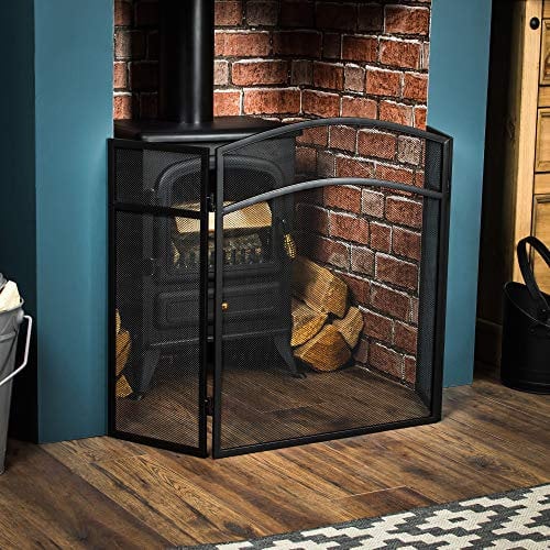 Home Discount® - Milton - Écran Pare-étincelles cintré - Noir
