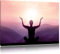 Pixxprint Yoga in den Bergen, Größe: 100x70cm, Leinwandbild, fertig gespannt, Wandbild, Dekoration, Kunstdruck, kein Poster