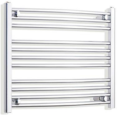 companyblue 700mm Wide Curved Chrome Heated Towel Rail Radiator Ladder for Stylish Bathroom (700 x 600 mm)