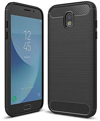 König Design Handyhülle kompatibel mit Samsung Galaxy J7 (2017) Silikon Case Hülle Sturzsichere Back-Cover Handyhülle - Carbon - Schwarz