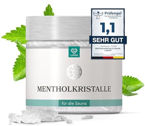 LoWell® 100g Cristaux de menthol 100% menthe pure - Idéal comme infusion pour le sauna dans une boîte refermable - Menthol