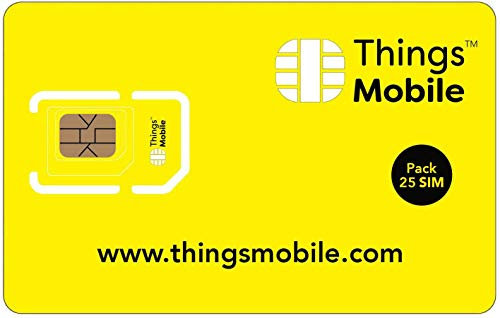 Pack de 25 tarjetas SIM Things Mobile de Prepago para IOT y M2M con Cobertura Global sin costos fijos. Ideal para domótica, rastreadores GPS, telemetría, alarmas, smart city, automotive.