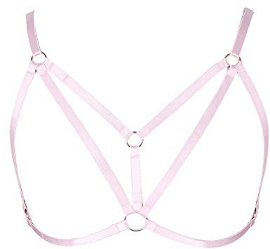 MAMOHSS Damen Karosserie Riemchen Punk Gothic Käfig BH-Geschirr Höhlen Sie Heraus BHS für Aus Party Rave Tragen (Rosa)