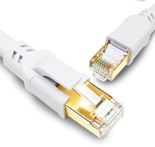 Yauhody Cable Ethernet 1M CAT 8 Cable de red Cable de Internet CAT 8 Patch Cord RJ45 Gigabit Cable de red Lank Cable Ethernet para PS5, PS4, Router, TV, Switch, Módem, PC, Laptop (Blanco)