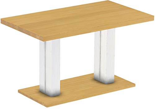 B.R.A.S.I.L.-Möbel Brasilmöbel Säulentisch Rio UNO 140x80 cm Eiche hell Weiß Tisch Esstisch Pinie Massivholz Esszimmertisch Holz Küchentisch Echtholz Größe und Farbe wählbar