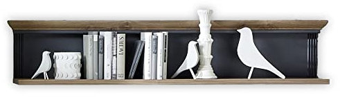 Stella Trading JASMIN Wandboard in Artisan Eiche Optik, Graphit - Hochwertiges und vielseitiges Wandregal im Landhausstil - 142 x 29 x 20 cm (B/H/T)