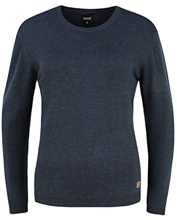 OXMO Edda Damen Strickpullover Feinstrick Pullover mit Rundhalsausschnitt, Größe:XXL, Farbe:INS BL Mel (7989915)