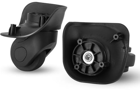 Schwenkräder Koffer, Kofferrollen Ersatzrollen Koffer Gepäckrad Universal Koffer Ersatzräder, 1 Paar Schwarze PVC Ersatzräder Silent Wear Riemenscheibe für Gepäck Kofferwagen (W041-2 S)