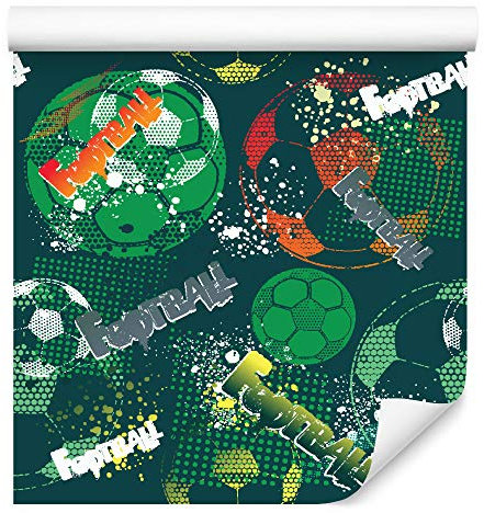 Muralo Tapete 10m Rolle Vlies Tapete Fußball Sport Kinder Junge Spielen Lächeln Vliestapete 1000 x 53cm Wand Tapete Wohnzimmer Kinderzimmer Moderne Wanddeko Wand Dekoration