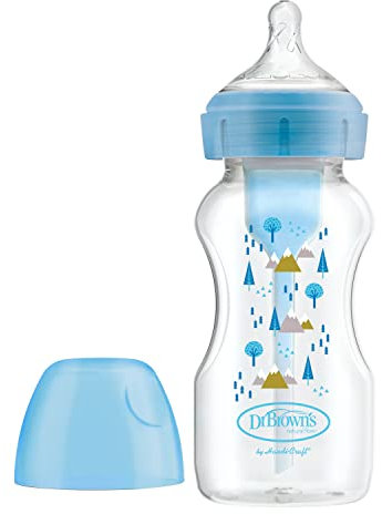 Dr. Brown's Antikolische Flasche Breiter Mund Options+ 270 ml Blau - Biberon Wald +0 Monate