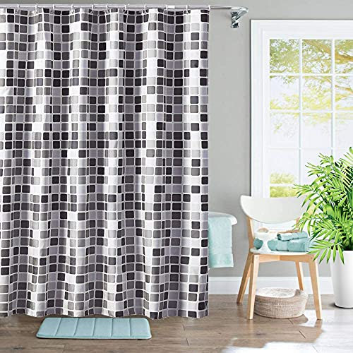 JTOOYS Household Shower Curtain, Mosaic Thick Waterproof Mildew-proof Bathroom Curtain, Polyester Fabric Super Wide Long Shower Curtain (180 x 180 cm)