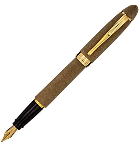 Aurora IPSILON Velvet Fountain Pen | Writing Pen Made of Velvet Fabric with Gold-Plated Fittings | Gold-Plated Steel Nib in Thickness M | Gift Box