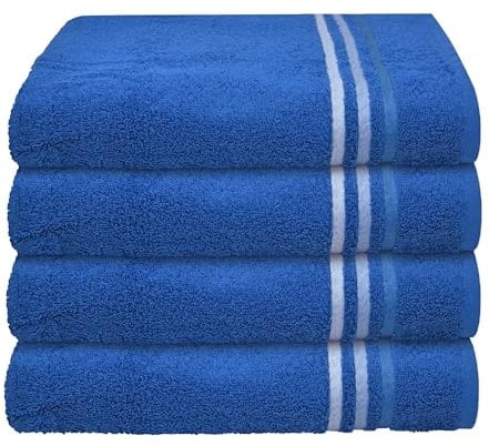 Schiesser Frottier Handtuch Skyline Color im 4er Set | 100% Baumwolle aus nachhaltiger Produktion | saugstark, weich, farbecht | 50x100cm | Royalblau
