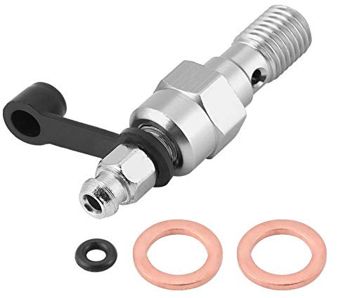 M10x1.25mm Entlüftungsschraube, Motorrad Bremssattel Bremsentlüftungsschraube Motorrad Hauptbremszylinder Entlüftungsschraube Nippel Hohlschraube + Staubkappe(Bilver)