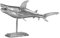 WOMO-DESIGN Hai-Skulptur mit standfuß 106x36x61 cm Unikat, aus poliertes Aluminium mit Nickel Finish, Silber Glänzend, Maritimes Design, Haifisch Statue Dekofigur Fisch Tierfiguren Wohndekoration