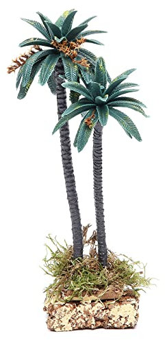 Palma Doppia con Fiori h. Reale 21 cm in PVC