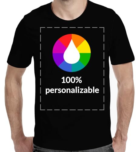 Genérico Camiseta Personalizable · con Tus Fotos y Textos · A Todo Color Serigrafía (FR/ES, Letras, XL, Regular, Regular, Negro)
