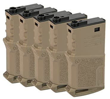 AS24 Mid Cap Magazine ARES Amoeba 5erPack | Kal. 6mm BB 120 Schuss AEG/S-AEG für M4/M16 Modelle Dark Earth Airsoft Waffe Gewehr elektrisch