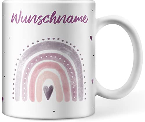 Tazza personalizzata con nome arcobaleno, cuore, regalo personale per bambini