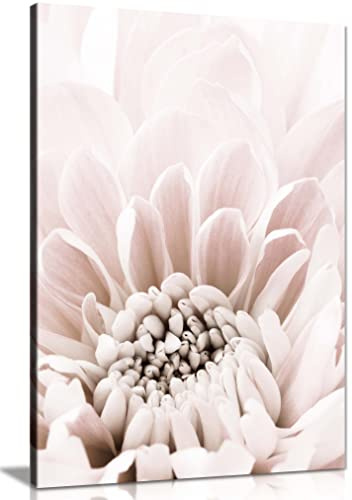 Panther Print Fine Art Prints Pastel Pink Chrysanthemum Close Up Artistic Framed Canvas Print, Pictures for Home Walls, Bedroom, Living Room & Bathroom Decor 61x41cm (24x16in)