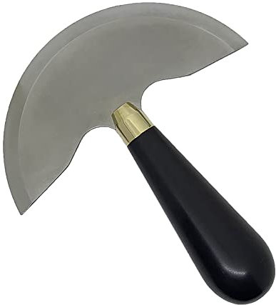 Jieotwice Couteau Artisanal en Cuir Lame demi-ronde Portable Coupe Et éplucheur Professionnel Couteaux à Manche en Bois