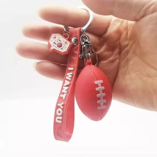 Rugby Fußball Schlüsselanhänger Ball Schlüsselanhänger Auto Tasche Schlüssel Dekoration Accessoires Frau Kind Schlüsselanhänger Geschenke Sport Schlüsselanhänger Geschenk-Rot