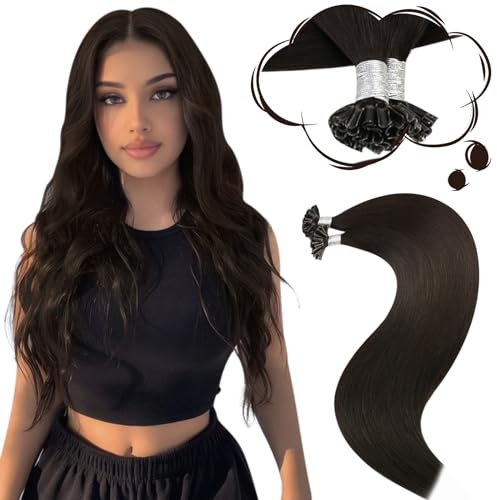 Moresoo Bondings Extensions Echthaar Braun 1g Remy Haarextension Echthaar Nail Tip Menschliches Haar 1g Hot Fusion Keratin U Tip Extensions Dunkelstes Braun #2 50g 60 cm