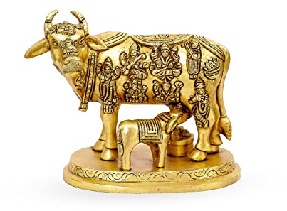 Nandi Messing-Statue für Zuhause, Puja, Zuhause, Dekoration, Büro, Geschenke von Pooja Bazar, 8,9 x 12,7 x 12,7 cm